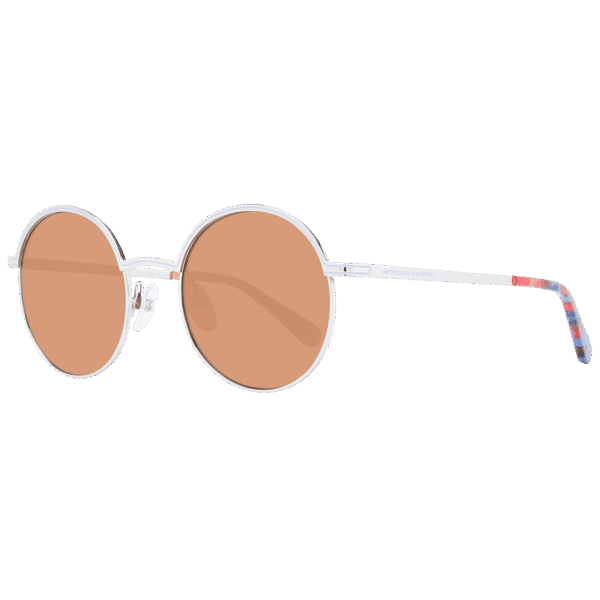 Benetton Sonnenbrille BE7037 49813 – 45° Seitenansicht Benetton Rund Sonnenbrille BE7037 49813 in Silber – 45° Seitenansicht