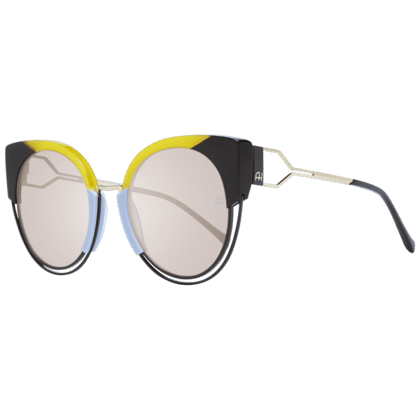 Ana Hickmann Sonnenbrille AH3180 52P01 – 45° Seitenansicht Ana Hickmann Rund Sonnenbrille AH3180 52P01 in Gelb – 45° Seitenansicht