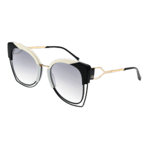 Ana Hickmann Schmetterling Sonnenbrille AH3181 54P02 in Schwarz – 45° Seitenansicht