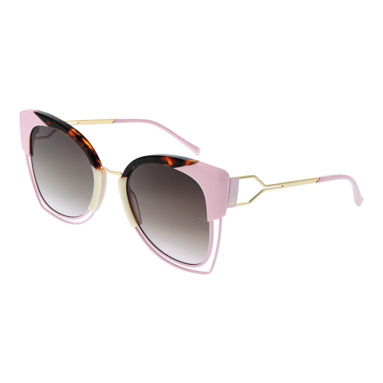 Ana Hickmann Schmetterling Sonnenbrille AH3181 54P03 in Rosa – 45° Seitenansicht