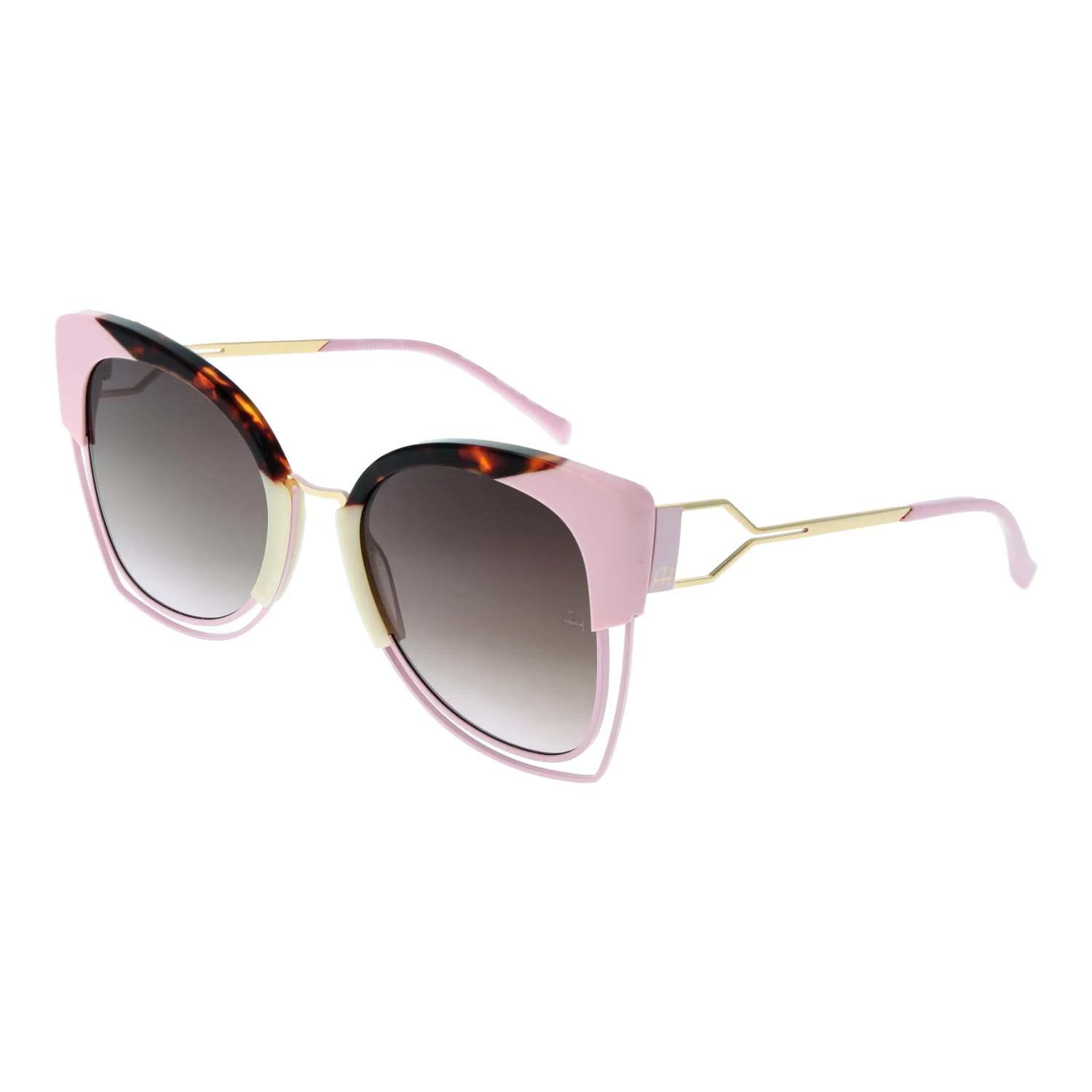 Ana Hickmann Schmetterling Sonnenbrille AH3181 54P03 in Rosa – 45° Seitenansicht