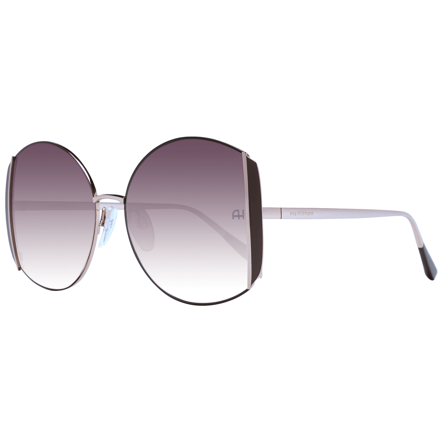 Ana Hickmann Rund Sonnenbrille AH3188 5701B in Rosé Gold – 45° Seitenansicht