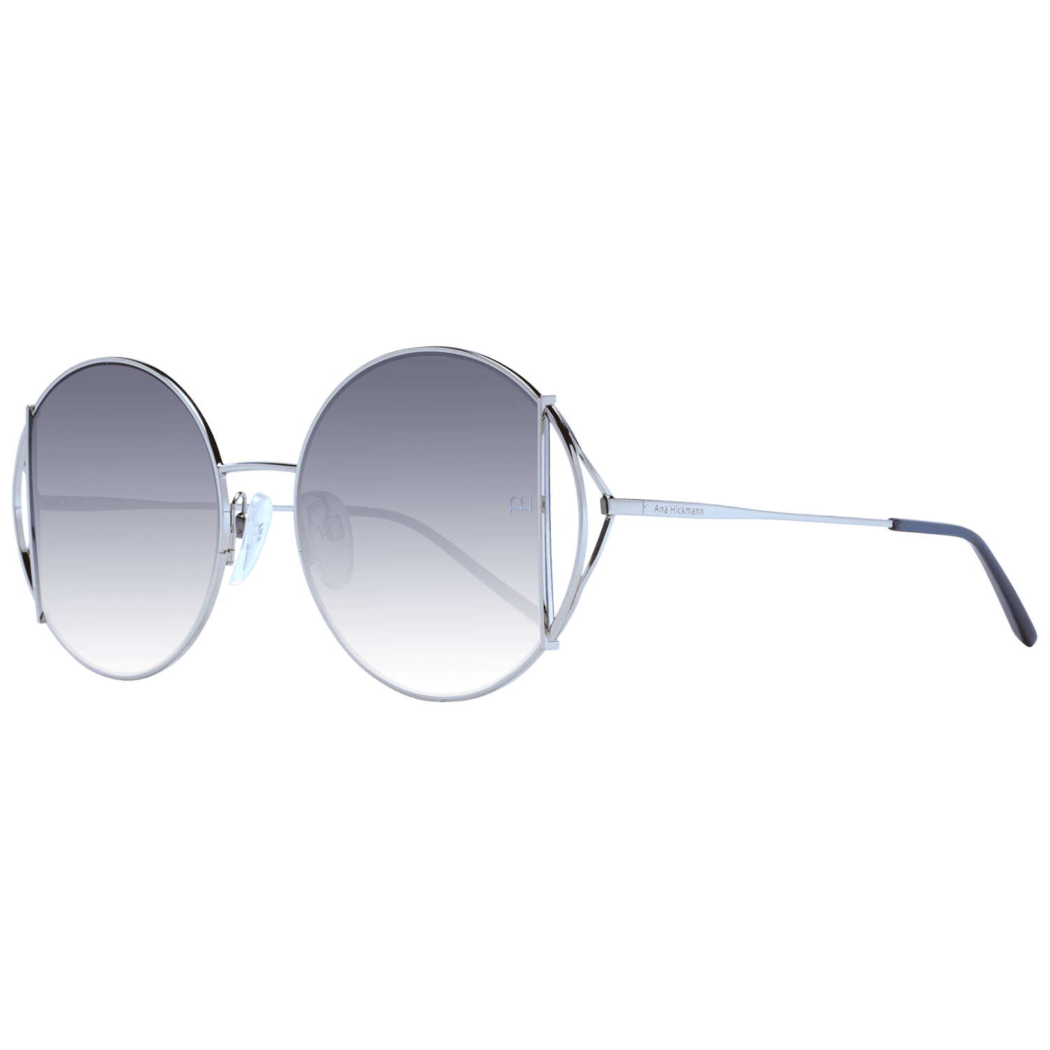 Ana Hickmann Rund Sonnenbrille AH3192 5303A in Silber – 45° Seitenansicht