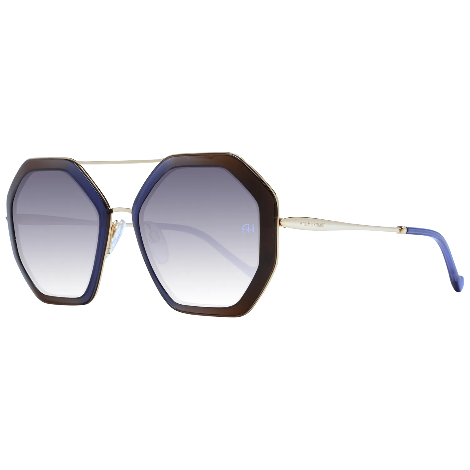 Ana Hickmann Pilotenbrille Sonnenbrille AH3199 51C01 in Schwarz – 45° Seitenansicht