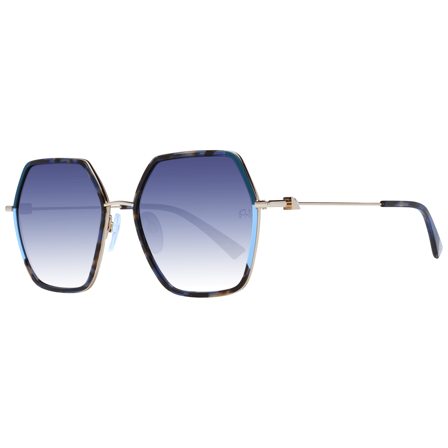 Ana Hickmann Quadrat Sonnenbrille AH3249 58P02 in Blau – 45° Seitenansicht