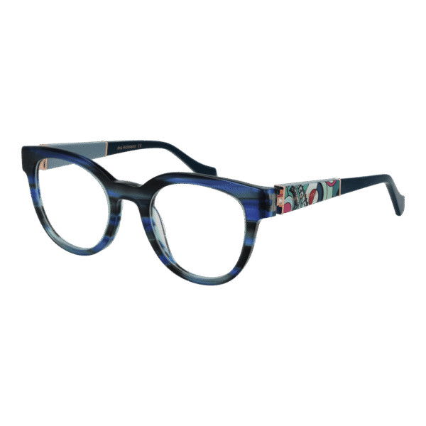 Ana Hickmann Brille AH6493 50E01 – 45° Seitenansicht Ana Hickmann )} Brille AH6493 50E01 in Blau
