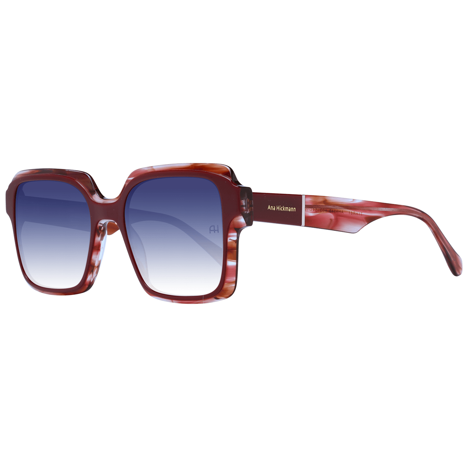 Ana Hickmann Quadrat Sonnenbrille AH9343 53H03 in Rot – 45° Seitenansicht