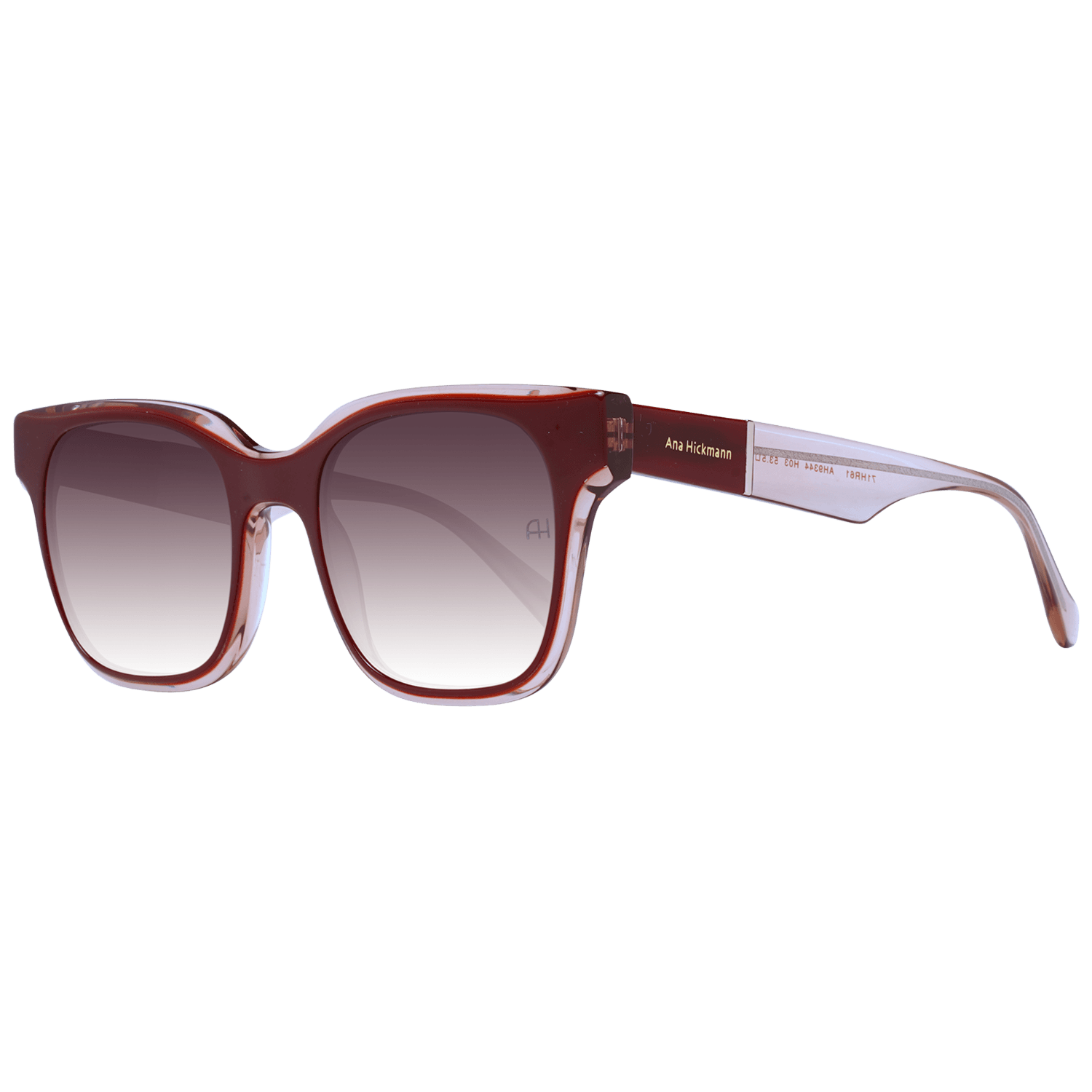 Ana Hickmann Quadrat Sonnenbrille AH9344 53H03 in Rot – 45° Seitenansicht