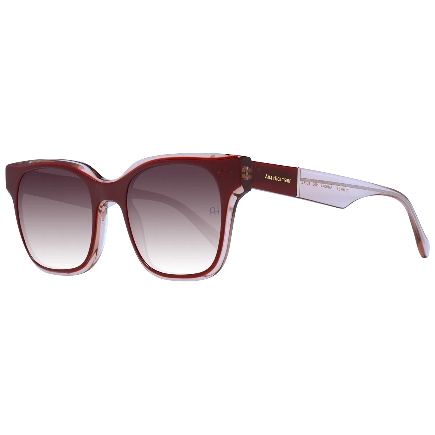 Ana Hickmann Quadrat Sonnenbrille AH9344 53H03 in Rot – 45° Seitenansicht