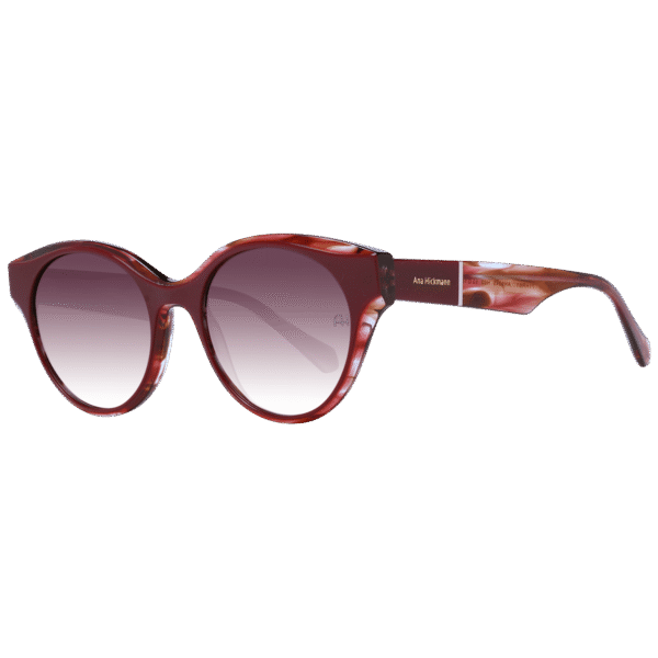 Ana Hickmann Sonnenbrille AH9345 51H03 – 45° Seitenansicht Ana Hickmann Rund Sonnenbrille AH9345 51H03 in Rot – 45° Seitenansicht