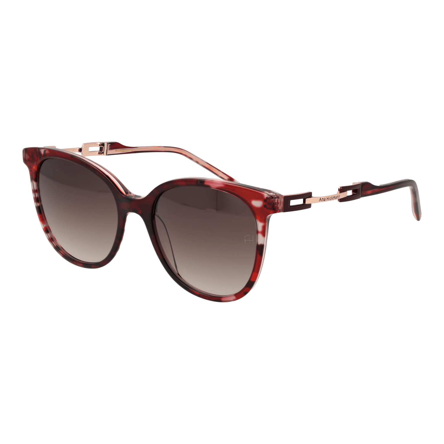 Ana Hickmann Schmetterling Sonnenbrille AH9347 53C02 in Rot – 45° Seitenansicht