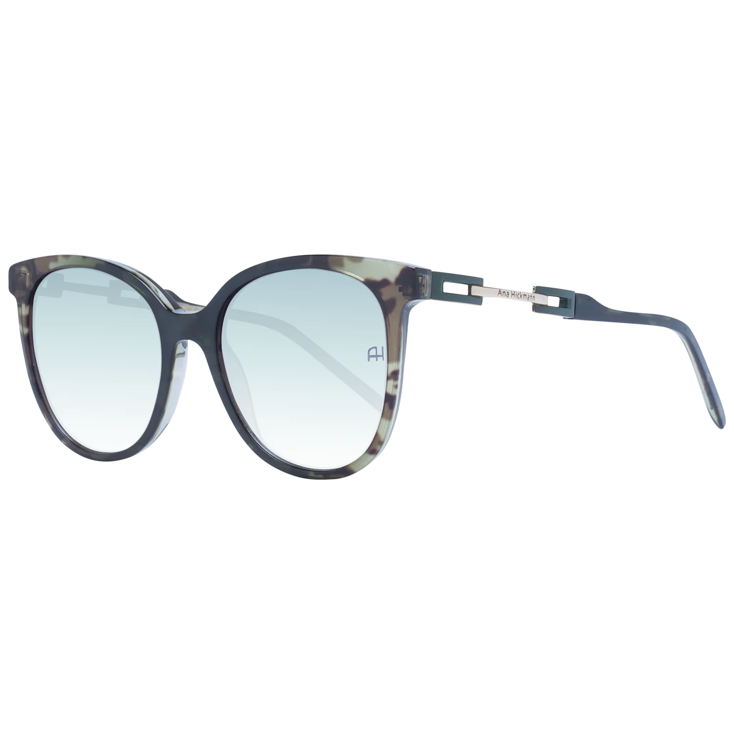 Ana Hickmann Schmetterling Sonnenbrille AH9347 53C03 in Grün – 45° Seitenansicht