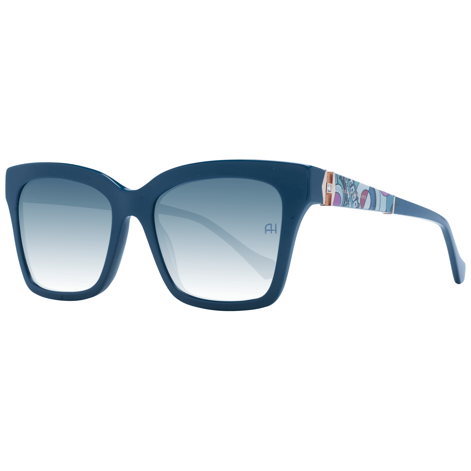 Ana Hickmann Quadrat Sonnenbrille AH9354 54D01 in Blau – 45° Seitenansicht