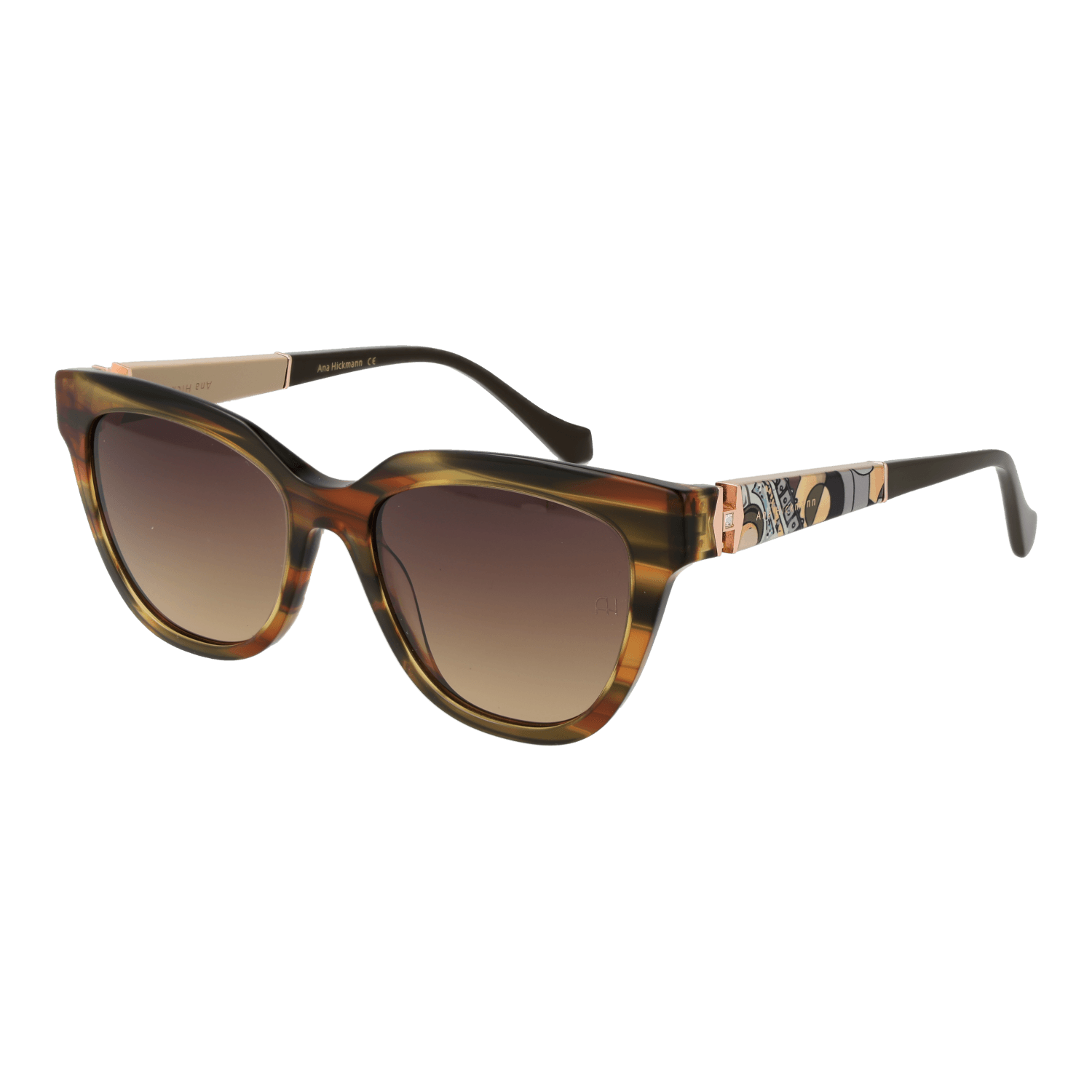 Ana Hickmann Katzenaugen Sonnenbrille AH9356 53E02 in Grün – 45° Seitenansicht