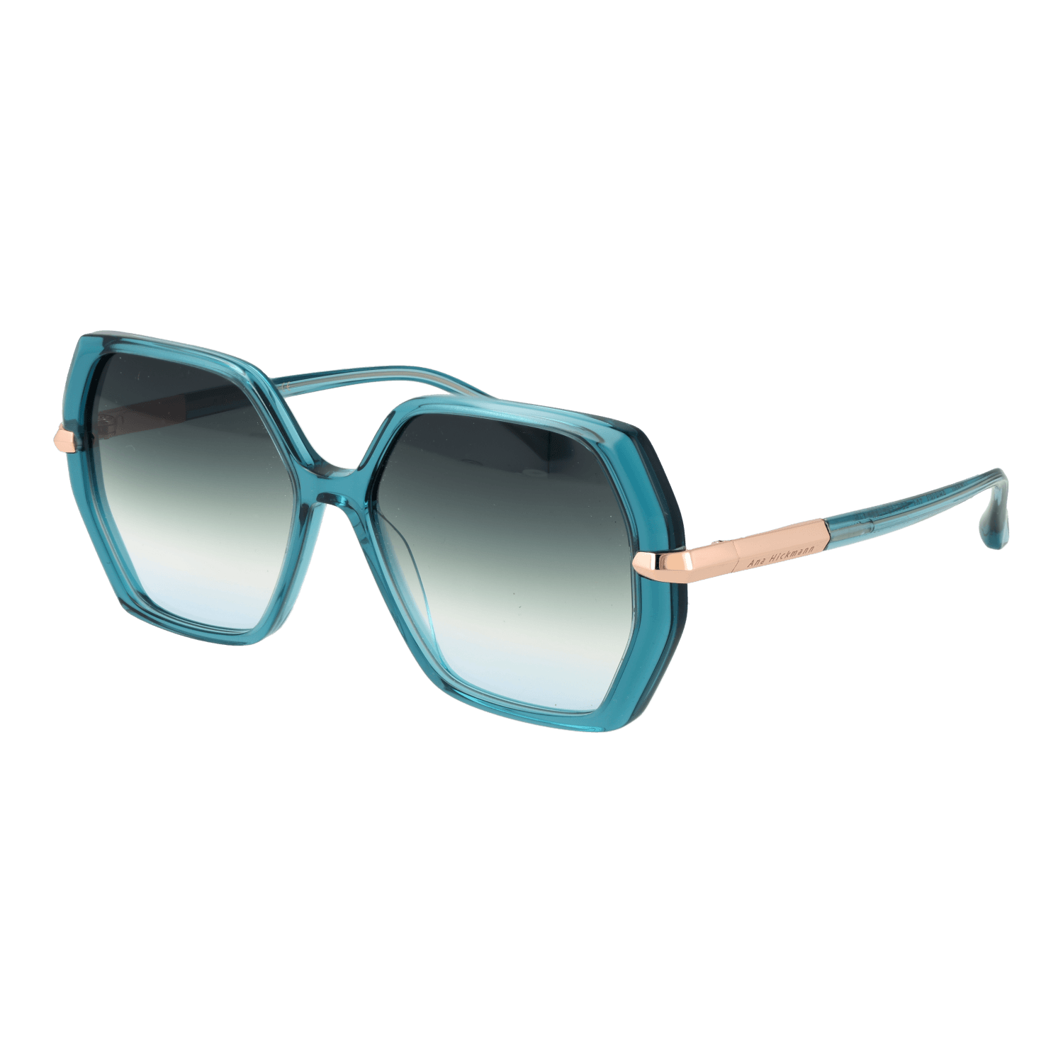 Ana Hickmann Geometric Sonnenbrille AH9363 56T01 in Türkis – 45° Seitenansicht