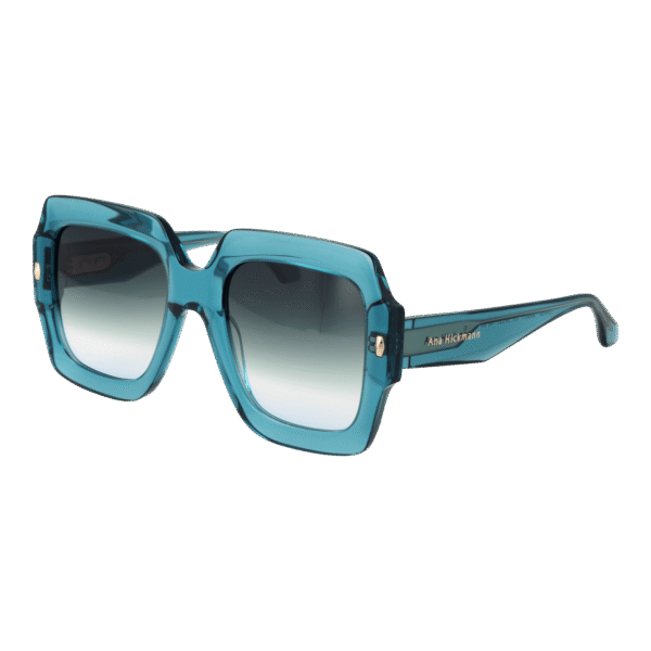 Ana Hickmann Quadrat Sonnenbrille AH9377 54T01 in Türkis – 45° Seitenansicht
