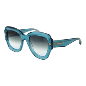 Ana Hickmann Schmetterling Sonnenbrille AH9380 52T01 in Blau – 45° Seitenansicht