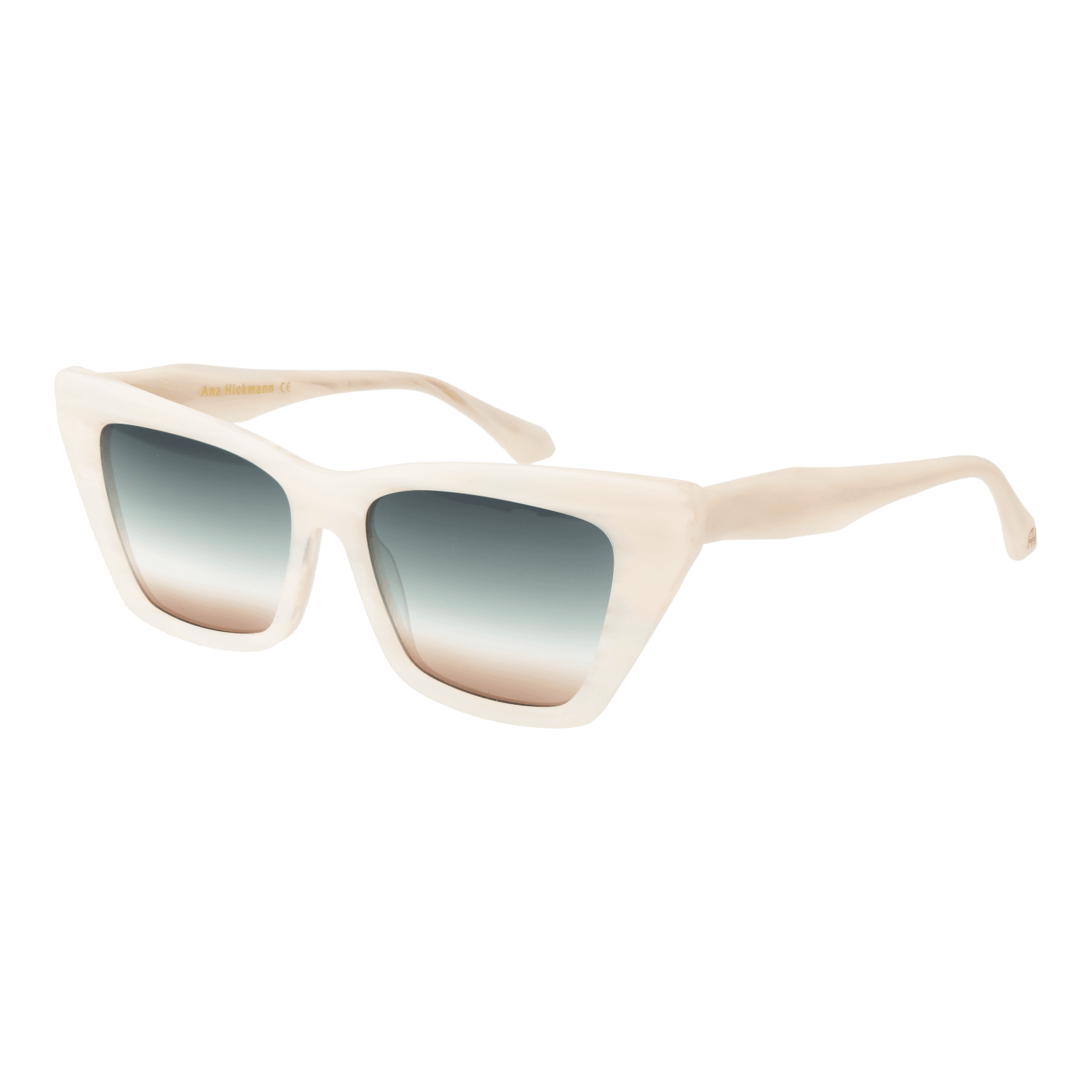 Ana Hickmann Katzenaugen Sonnenbrille AH9390 54E01 in Perle – 45° Seitenansicht