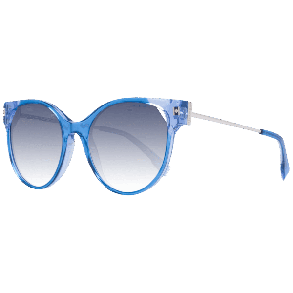 Ana Hickmann Schmetterling Sonnenbrille HI9174 54H02 in Blau – 45° Seitenansicht