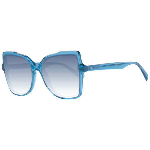 Ana Hickmann Schmetterling Sonnenbrille HI9196 55T01 in Blau – 45° Seitenansicht
