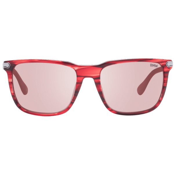 BMW Sonnenbrille BW0037 5668L – Frontansicht mit Kunststoff Rahmen und Rot Gläsern