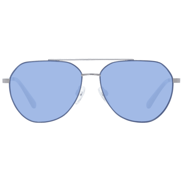 Benetton Sonnenbrille BE7034 57594 – Frontansicht mit Edelstahl Rahmen und Blau Gläsern