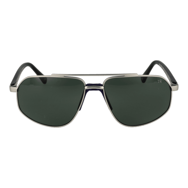 Botaniq Sonnenbrille BIS-7016 59006 – Frontansicht mit Edelstahl Rahmen und Grün Gläsern