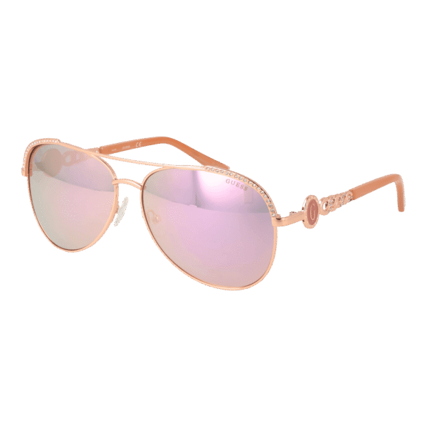 Guess Pilotenbrille Sonnenbrille GF6085 6228U in Rosé Gold – 45° Seitenansicht