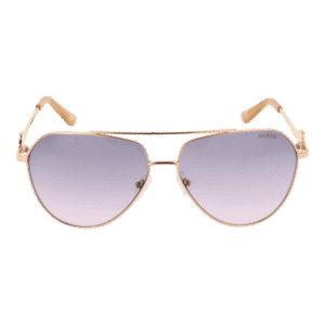 Guess Sonnenbrille GF6140 6228T – Frontansicht mit Metall Rahmen und Burgunder Gläsern