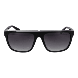 Guess Sonnenbrille GU00122 5701B – Frontansicht mit Edelstahl Rahmen und Grau Gläsern