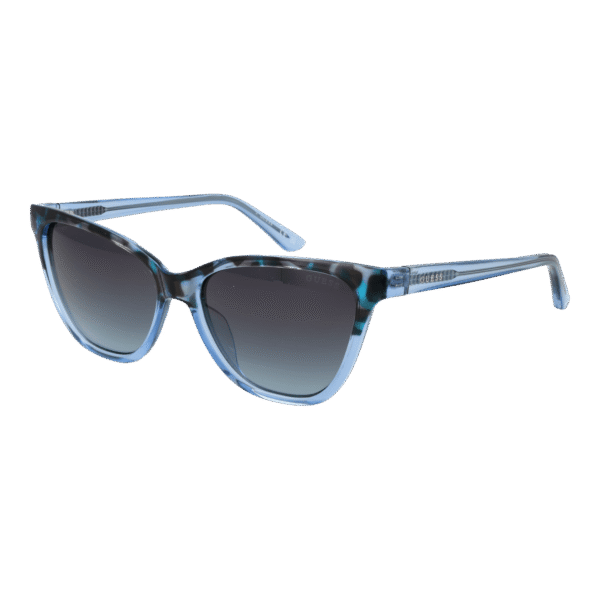 Guess Katzenaugen Sonnenbrille GU7777 5592W in Blau – 45° Seitenansicht