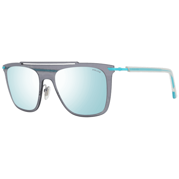 Police Rechteck Sonnenbrille PL581 52SG1X in Blau – 45° Seitenansicht