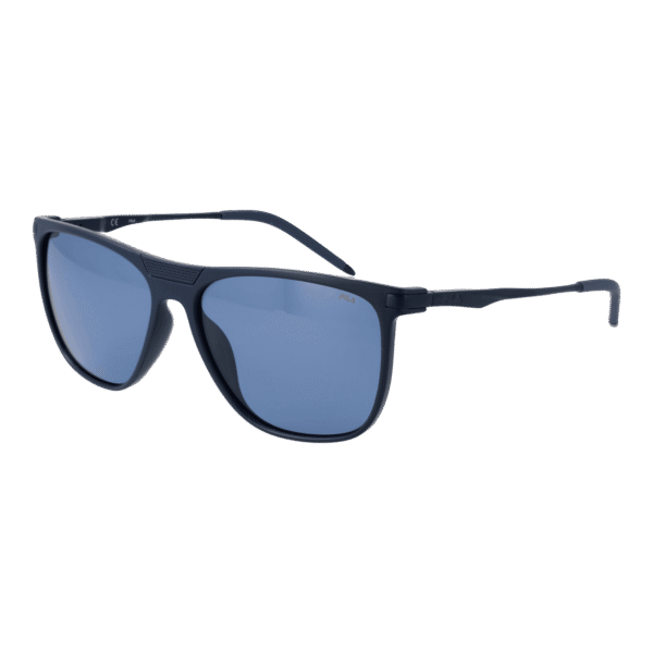 Fila Quadrat Sonnenbrille SF9381 587PAP in Blau – 45° Seitenansicht