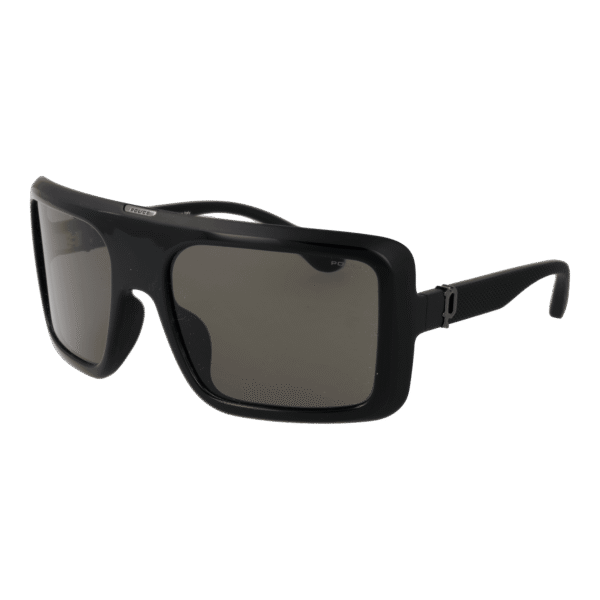 Police Quadrat Sonnenbrille SPLF62M6107V4 in Schwarz – 45° Seitenansicht