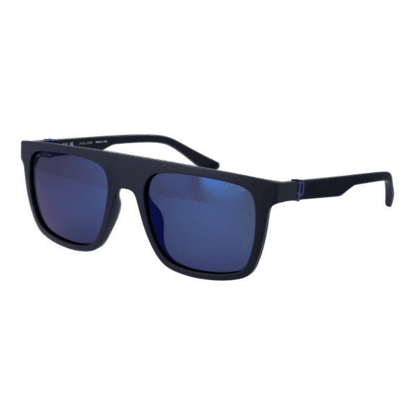 Police Quadrat Sonnenbrille SPLF61M55C03P in Blau – 45° Seitenansicht