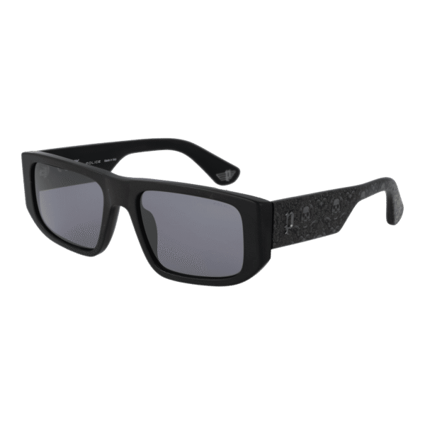 Police Quadrat Sonnenbrille SPLL13M55703X in Schwarz – 45° Seitenansicht