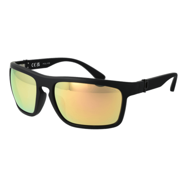 Police Rechteck Sonnenbrille SPLF63 63U28G in Schwarz – 45° Seitenansicht