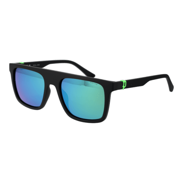 Police Quadrat Sonnenbrille SPLF61 55U28V in Schwarz – 45° Seitenansicht
