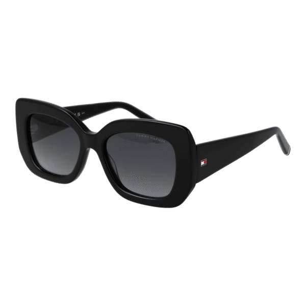 Tommy Hilfiger Rechteck Sonnenbrille TH 2224/S 528079O in Schwarz – 45° Seitenansicht