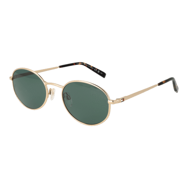 Tommy Hilfiger Oval Sonnenbrille TH 2219/S 55J5GQT in Gold – 45° Seitenansicht