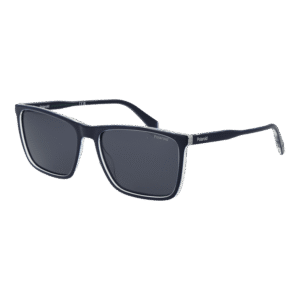 Polaroid Rechteck Sonnenbrille PLD 4180/S 58OXZC3 in Blau – 45° Seitenansicht