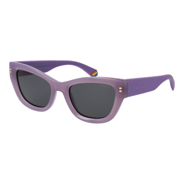 Polaroid Sonnenbrille PLD 6237/S/X 52789M9 – 45° Seitenansicht Polaroid Katzenaugen Sonnenbrille PLD 6237/S/X 52789M9 in Lila – 45° Seitenansicht