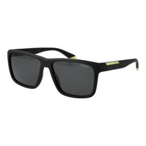 Polaroid Rechteck Sonnenbrille PLD 2164/S 58003M9 in Schwarz – 45° Seitenansicht