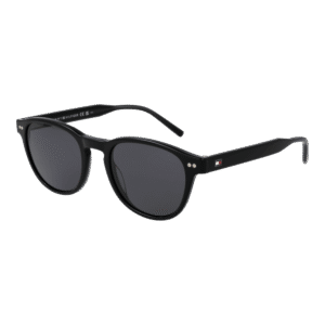 Tommy Hilfiger Panto Sonnenbrille TH 2186/S 51807IR in Schwarz – 45° Seitenansicht