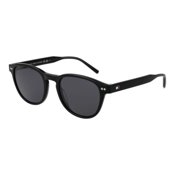 Tommy Hilfiger Panto Sonnenbrille TH 2186/S 51807IR in Schwarz – 45° Seitenansicht