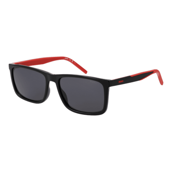 Hugo Rechteck Sonnenbrille HG 1337/S 58807IR in Schwarz – 45° Seitenansicht