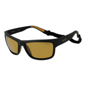 Polaroid Vollrand Sonnenbrille PLD 7031/S 59PGCMU in Schwarz – 45° Seitenansicht