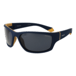 Polaroid Rechteck Sonnenbrille PLD 2135/S 642FNC3 in Blau – 45° Seitenansicht
