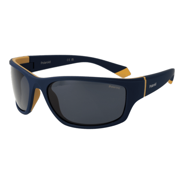 Polaroid Rechteck Sonnenbrille PLD 2135/S 642FNC3 in Blau – 45° Seitenansicht