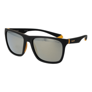Polaroid Rechteck Sonnenbrille PLD 2141/S 56PGCLM in Schwarz – 45° Seitenansicht
